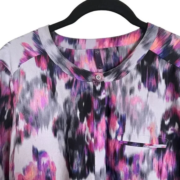 NYDJ Not Your Daughters Jeans Shirt Women's size S Gray Pink Black Blouse - Picture 2 of 6